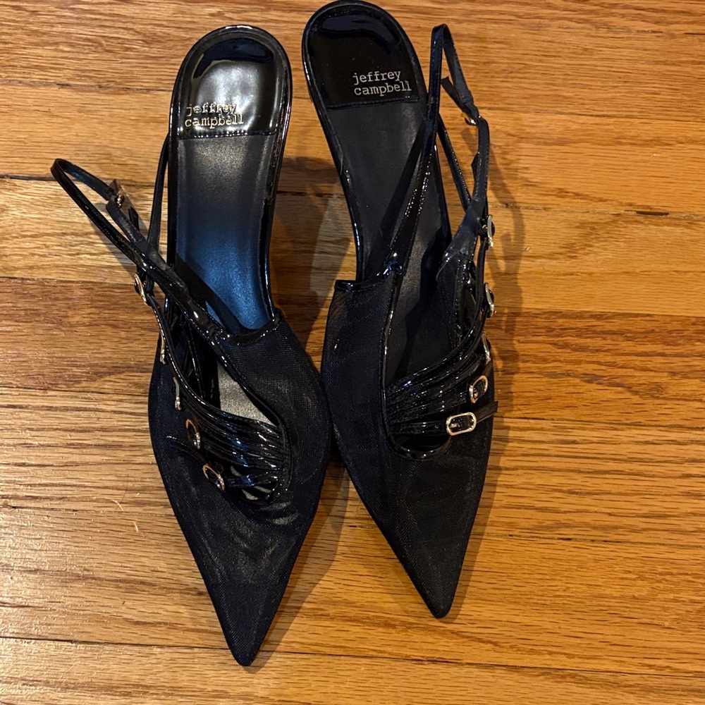 Jeffrey Campbell mesh kitten heel SZ 71/2.